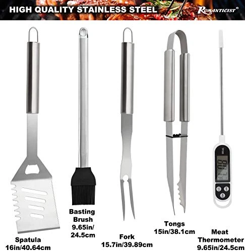 28pc BBQ Accessories Set With Thermometer - The Very Best Grill Gift On Birthday Wedding - Heavy Duty Stainless Steel Grill Set In Case For Outdoor Cooking Camping Grilling Smoking 2 28pc BBQ Accessories Set With Thermometer - The Very Best Grill Gift On Birthday Wedding - Heavy Duty Stainless Steel Grill Set In Case For Outdoor Cooking Camping Grilling Smoking - Image 2