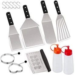 14-Piece Metal Spatula Set, Stainless Steel Pancake Fish Egg Hamburger Turners, Griddle Flippers For Kitchen Restaurant BBQ Grilling Cast Iron Skillet, Dishwasher Safe