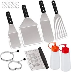 14-Piece Metal Spatula Set, Stainless Steel Pancake Fish Egg Hamburger Turners, Griddle Flippers For Kitchen Restaurant BBQ Grilling Cast Iron Skillet, Dishwasher Safe -Peugeot Shop 41pTzNJ8G1L. AC