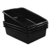 OMMP 4-Pack Large Plastic Commercial Bus Tubs, 22 L Rectangle Utility Bus Box