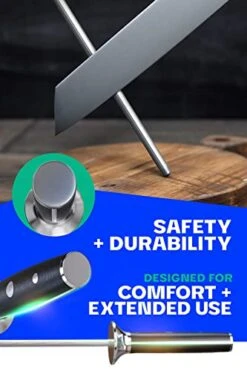 ALSTRONG Honing Steel - 10" Rod - Gladiator Series Elite - HC Stainless Steel - G10 Garolite Handle - NSF Certified -Peugeot Shop 41phgijO3iL