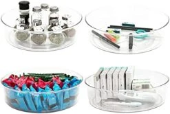 4 Pack Lazy Susan 11.5" Inch Turntable Organizer Organization Storage Container Bins Spice Rack Cabinet Rotating Condiment For Pantry Countertop Kitchen Vanity Bathroom Jewelry Holder Clear -Peugeot Shop 41pjjBj7pmL. AC
