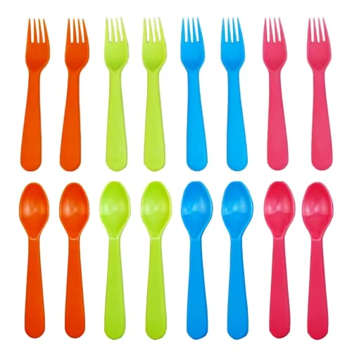 16 Pcs Kids Forks And Spoons Set, Plastic Toddler Utensils Kids Silverware Set With Bright Colors, Reusable Durable Flatware Set For Lunch Box, Easy To Use Both For Kids Or Adults, BPA Free 1 16 Pcs Kids Forks And Spoons Set, Plastic Toddler Utensils Kids Silverware Set With Bright Colors, Reusable Durable Flatware Set For Lunch Box, Easy To Use Both For Kids Or Adults, BPA Free