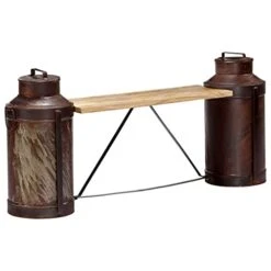 CHARMMA Milk Bottle Bench 59.1"x13"x25.2" Solid Mango Wood -Peugeot Shop 41pknRUC56S 1