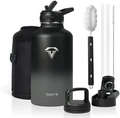 64 Oz Insulated Water Bottle, Half Gallon Vacuum Stainless Steel Sports Water Jug With 3 Lids & Brush, BPA-free Reusable Double Walled Thermos Mug Gym Keg For Sports Outdoor Camping, Black 20 64 Oz Insulated Water Bottle, Half Gallon Vacuum Stainless Steel Sports Water Jug With 3 Lids & Brush, BPA-free Reusable Double Walled Thermos Mug Gym Keg For Sports Outdoor Camping, Black -Peugeot Shop 41poIYE9dzL. AC