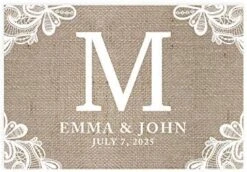 Custom Personalized Disposable Paper Placemats, 12 X 18 Inch, Set Of 25, Rustic Burlap Lace Monogram, Tableware, Dining, Tabletop, Table Setting For Wedding, Bridal Shower -Peugeot Shop 41q3BuWZYL. AC