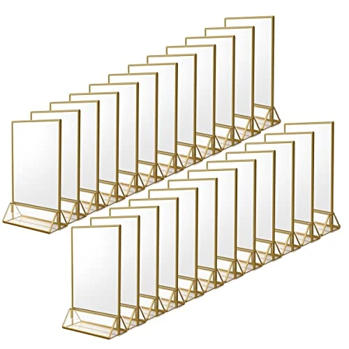 12Pack 5 X 7 Clear Acrylic Wedding Table Number Holder Stands With Gold Borders, Double Sided Gold Picture Frames Sign Holder For Restaurant Table Menu Recipe Cards Photo Display 6 12Pack 5 X 7 Clear Acrylic Wedding Table Number Holder Stands With Gold Borders, Double Sided Gold Picture Frames Sign Holder For Restaurant Table Menu Recipe Cards Photo Display - Image 6