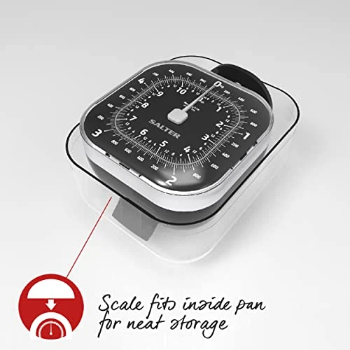 Salter Alter 124 BKSVDR Compact Mechanical Cube Kitchen Scale, 1.3L Dishwasher Safe Bowl, No Batteries Required, Metric/Imperial, Max. Weight 5KG/11lbs, Analogue Easy To Read Clock Face Style Scales, Black 4 Salter Alter 124 BKSVDR Compact Mechanical Cube Kitchen Scale, 1.3L Dishwasher Safe Bowl, No Batteries Required, Metric/Imperial, Max. Weight 5KG/11lbs, Analogue Easy To Read Clock Face Style Scales, Black - Image 4