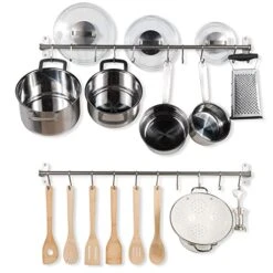 Wallniture Lyon 31.5" Wall Mount Kitchen Utensil Holder With 10 S Hooks For Hanging Pots And Pans Set Of 2 -Peugeot Shop 41q7qmeR5yL