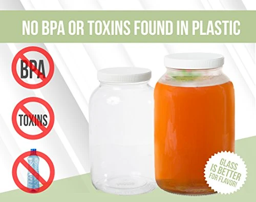 1 Gallon Glass Kombucha Jar - Home Brewing And Fermenting Kit With Cheesecloth Filter, Rubber Band And Plastic Lid - By Kitchentoolz 3 1 Gallon Glass Kombucha Jar - Home Brewing And Fermenting Kit With Cheesecloth Filter, Rubber Band And Plastic Lid - By Kitchentoolz - Image 3