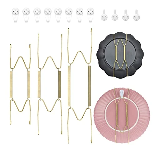EEEKit 12 Pack Plate Hangers For The Wall, 6 8 10 Inch Invisible Wall Plate Hangers With 16 Pack Wall Hooks, Stainless Hanging Plate Holder For Decorative Plate Antique Dishes Easel Decor 1 EEEKit 12 Pack Plate Hangers For The Wall, 6 8 10 Inch Invisible Wall Plate Hangers With 16 Pack Wall Hooks, Stainless Hanging Plate Holder For Decorative Plate Antique Dishes Easel Decor