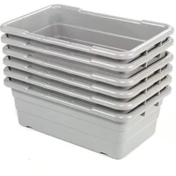 Blue Plastic Bus Tub (Pack Of 6) Commercial Tote Box Cross Stack Nest Utility Tote Tub/Bud Box W/O Lid, 25” L X 16” W X 9” H - For Food Service, Airport, Cafeteria, Seafood, Vegetables, Transporting -Peugeot Shop 41qI8rfDP7L