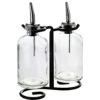 Apothecary Double Oil & Vinegar Glass Cruet Set W/ Stand, 8 Oz * 2, Clear, 1 Piece
