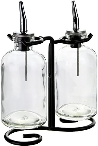 Apothecary Double Oil & Vinegar Glass Cruet Set W/ Stand, 8 Oz * 2, Clear, 1 Piece 4 Apothecary Double Oil & Vinegar Glass Cruet Set W/ Stand, 8 Oz * 2, Clear, 1 Piece - Image 4