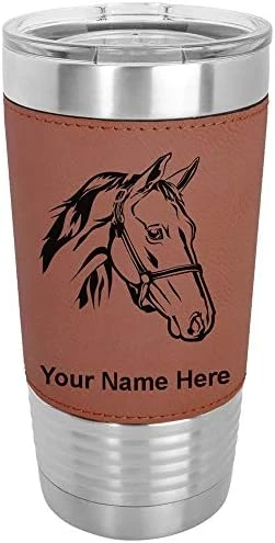 20oz Vacuum Insulated Tumbler Mug, Horse Head 2, Personalized Engraving Included (Faux Leather, Rustic) 8 20oz Vacuum Insulated Tumbler Mug, Horse Head 2, Personalized Engraving Included (Faux Leather, Rustic) - Image 8