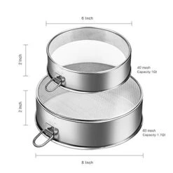 Sieve 6-Inch, 8-Inch Sieves Fine Mesh Strainer Set Of 2 Stainless Steel Sifter Round Flour Sieve For Baking Straining Powdering -Peugeot Shop 41qeXboz6nL