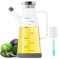 Oil Dispenser Bottle Olive Oil Bottle Dispenser Cruet With Drip Free Spout And Non Slip Trivet For Cooking Salad, Barbecue, Grill (25.4OZ/ 750ML)