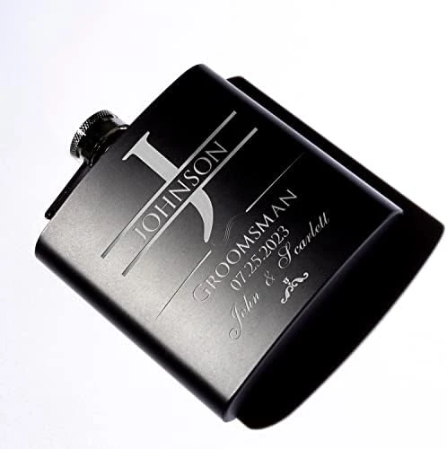 Groomsmen Gifts Set Of 6, Personalized Groomsmen Flask Set W Optional Gift Box - Wedding Favor, Engraved 6oz Stainless Steel Flask, Custom Flask Gift Set, Black #2 8 Groomsmen Gifts Set Of 6, Personalized Groomsmen Flask Set W Optional Gift Box - Wedding Favor, Engraved 6oz Stainless Steel Flask, Custom Flask Gift Set, Black #2 - Image 8