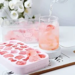 Hello Kitty Ice Cube Tray With Lid Container & Scoop, Easy-Release Silicone & Flexible 24pcs Cute Kitty Ice Cubes For Chingling Cocktail And Milk Tea (Pink) -Peugeot Shop 41qoXKgLCpL
