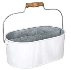 Utensil Caddy,Galvanized Bucket,Galvanized Utensil Holder,Silverware Caddy,Metal Caddy,Outdoor Utensil Caddy,Tin Utensil Holder,Utensil Caddy For Parties,Picnic Caddy,Farmhouse Utensil -White Natural