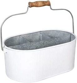 Utensil Caddy,Galvanized Bucket,Galvanized Utensil Holder,Silverware Caddy,Metal Caddy,Outdoor Utensil Caddy,Tin Utensil Holder,Utensil Caddy For Parties,Picnic Caddy,Farmhouse Utensil -White Natural -Peugeot Shop 41qtTpBh5DL. AC