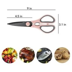 Set Of 2 Kitchen Scissors- Stainless Steel Kitchen Shears, Cooking Scissors For Cutting Meat, Chicken, Herbs And Produce With Blade Cover And Soft Grip Handles - Pink -Peugeot Shop 41quN8LRmIL