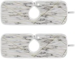 Kitchen Faucet Absorbent Mat,White Marble Gold Lines Geometric Water Splash Guard For Sink, Faucet Drip Catcher Thicken Sponge Microfiber Faucet Water Catcher Mat Sink Absorbent Mat For Kitchen 14x5in -Peugeot Shop 41qynXIBAaL. AC 2