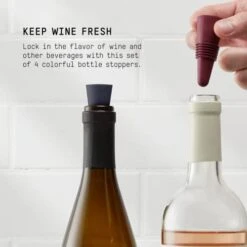 Bottle Stoppers, Set Of 4, Multicolor