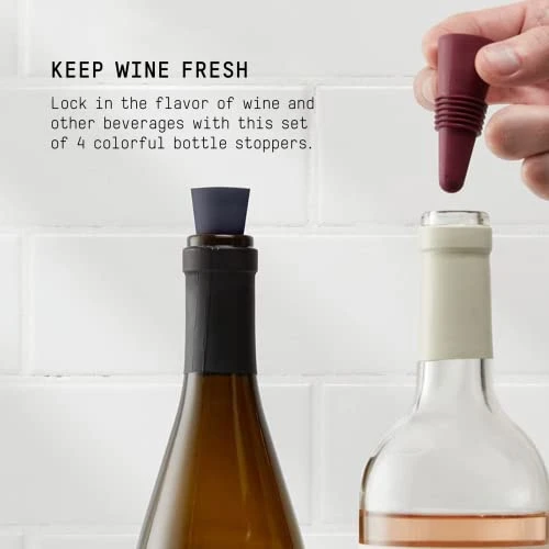 Bottle Stoppers, Set Of 4, Multicolor 1 Bottle Stoppers, Set Of 4, Multicolor