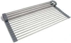 Oll Up Dish Rack- Over The Sink Mat For Drying Dishes - Silicone Wrapped Stainless Steel Rods (15" X 17.5") - Versatile Roll Up Trivet & Dish Drying Rack For Kitchen -Peugeot Shop 41r47Q8AjLL. AC