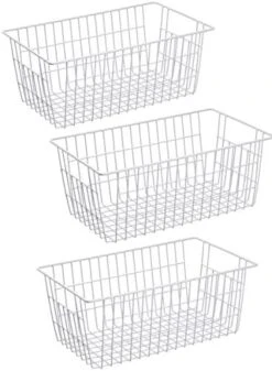 Wire Storage Basket Freezer Organizer Bins Metal Wire Baskets Wire Organizer Storage Baskets For Kitchen, Cabinets, Pantry, Freezer, BathroomSet Of 3 -Peugeot Shop 41r50xggE8L. AC