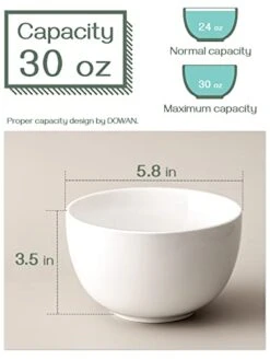 5.8" Deep Soup Bowls & Cereal Bowls - 30 Ounces Large Bowls Set Of 4 For Kitchen - White Ceramic Bowls For Cereal, Soup, Oatmeal, Salad, Ramen, Noodle, Rice - Dishwasher & Oven Safe 10 5.8" Deep Soup Bowls & Cereal Bowls - 30 Ounces Large Bowls Set Of 4 For Kitchen - White Ceramic Bowls For Cereal, Soup, Oatmeal, Salad, Ramen, Noodle, Rice - Dishwasher & Oven Safe -Peugeot Shop 41r5mugPCLL