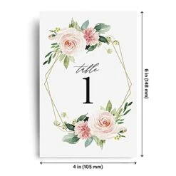 Table Numbers, Geometric Floral, Double-Sided Cards Plus Head Table Card For Your Wedding, Reception, Anniversary, Birthday Party Or Celebration, 4"x6" (1-25 Plus Head Table Card) -Peugeot Shop 41r8BVR1P8S