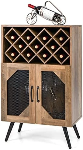 MJWDP Double Door Kitchen Storage Buffet Sideboard With Wine Rack And Glass Shelf Dining Cabinet 6 MJWDP Double Door Kitchen Storage Buffet Sideboard With Wine Rack And Glass Shelf Dining Cabinet - Image 6