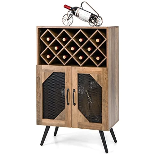 MJWDP Double Door Kitchen Storage Buffet Sideboard With Wine Rack And Glass Shelf Dining Cabinet 1 MJWDP Double Door Kitchen Storage Buffet Sideboard With Wine Rack And Glass Shelf Dining Cabinet