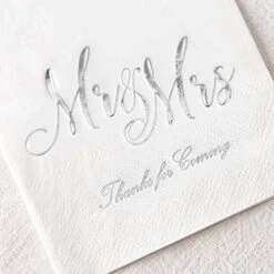 Mr & Mrs Dinner Napkins Silver Wedding Dinner Napkins Disposable Decorative Towels For Wedding Shower Banquet, Elegant Silver Wedding Rehearsal Dinner Party Decoraions,100 Pcs, 3-ply, 12"x16" -Peugeot Shop 41r9uYktUrL