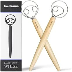 Danish Dough Whisk Large Hand Mixer - 2 Pack Large 13” Stainless Steel Wooden Danish Whisk With 2 Dough Scraper - Dutch Style Artisan Blender For Bread, Batter, Cake, Pastry - Gift For Bakers -Peugeot Shop 41r9yCTuxvS. AC