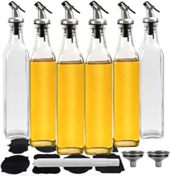 Olive Oil Bottle Dispenser, 6 Pack 17oz / 500ml Glass Oil And Vinegar Dispenser, Oil Bottles For Kitchen With Airtight Nozzle Plug & Pouring Spouts -Peugeot Shop 41rAajGhuDL. AC