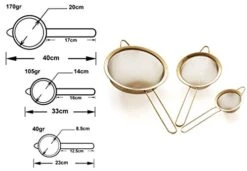 Strainer Set Fine Mesh – Premium 304 Stainless Steel (18/8) – 3.3″, 5.5″ And 8″ Sturdy Kitchen Strainers (Gold) -Peugeot Shop 41rEjFEuzZL