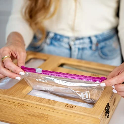 Storage Bag Organizer For Kitchen Drawer - Sturdy & Stylish Bamboo Baggie Organizer - Fits Any Brand Gallon, Slider Quart, Sandwich & Snack - Plastic Bag Organizer With Wall Mount Hardware 4 Storage Bag Organizer For Kitchen Drawer - Sturdy & Stylish Bamboo Baggie Organizer - Fits Any Brand Gallon, Slider Quart, Sandwich & Snack - Plastic Bag Organizer With Wall Mount Hardware - Image 4