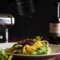 Black Pepper Mill Or Salt Grinder Refillable, Adjustable Coarseness Wooden Salt Grinder With Ceramic Grinding Mechanism For Home, Kitchen, Barbecue, Party-8 Inch (Black+ Gold) -Peugeot Shop 41rFtL4J7SL