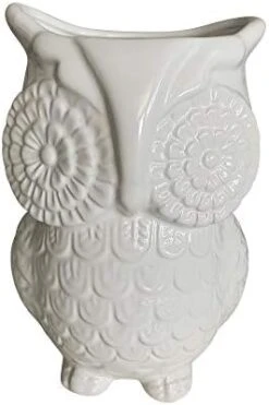 Multi-Purpose Ceramic Owl, Functions As Cooking Utensil Holder, Kitchen Storage Crock, Accent Décor, Organizer, Vase And More (Ceramic White) -Peugeot Shop 41rIMjVaLUL. AC