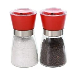 Salt And Pepper Grinders Modern Retro Design Spice Grinders (Red)