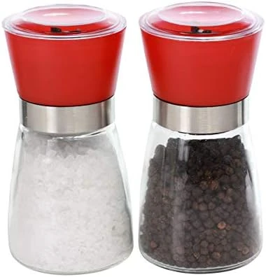 Salt And Pepper Grinders Modern Retro Design Spice Grinders (Red) 2 Salt And Pepper Grinders Modern Retro Design Spice Grinders (Red) - Image 2