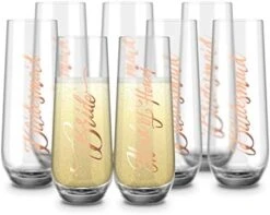 Stemless Glass Champagne Flutes, Cocktail Cups For Rose, Prosecco, Mimosa, Great For Weddings And Parties, Dishwasher Safe, 10.5 Oz, Set Of 8 12 Stemless Glass Champagne Flutes, Cocktail Cups For Rose, Prosecco, Mimosa, Great For Weddings And Parties, Dishwasher Safe, 10.5 Oz, Set Of 8 -Peugeot Shop 41rMoBxKgeL. AC