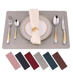 Placemats,Placemats For Dining Table Set Of 6,11.8" X 17"Eco-Friendly Faux Leather Place Mats,Washable Table Mats,Heat-Resistant For Dining Table Decor (Grey, 6)