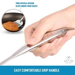 Heavy Duty Stainless Steel Metal Spatula - 14.8" Stainless Steel Spatula For Cooking - Spatula Stainless Steel For Frying - Ergonomic Easy Grip Handle - Slotted Turner Grill Spatula -Peugeot Shop 41rUAWJjMeL