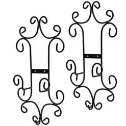 MyGift Wall Plate Display Holder, Set Of 2 - Vintage Scroll Work Style Black Metal Wall-Mounted Tea Cup And Saucer Hanging Rack, Holds Plates Up To 11 Inches -Peugeot Shop 41rVdD1nVrL