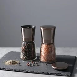Vzaahu Salt And Pepper Copper Grinders, Set Of 2 Refillable Bronze Brass, Salt Mill Pepper Spice Grinder With Magnetic Lids Adjustable Coarseness, Ceramic Core, Kitchen Gift -Peugeot Shop 41rWbyGxszL