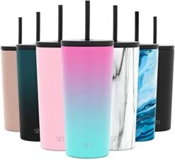 Classic Insulated Tumbler With Straw And Flip Lid - Stainless Steel Water Bottle Iced Coffee Travel Mug Cup 28oz (830ml) Ombre: Havana -Peugeot Shop 41rdETc44QL. AC